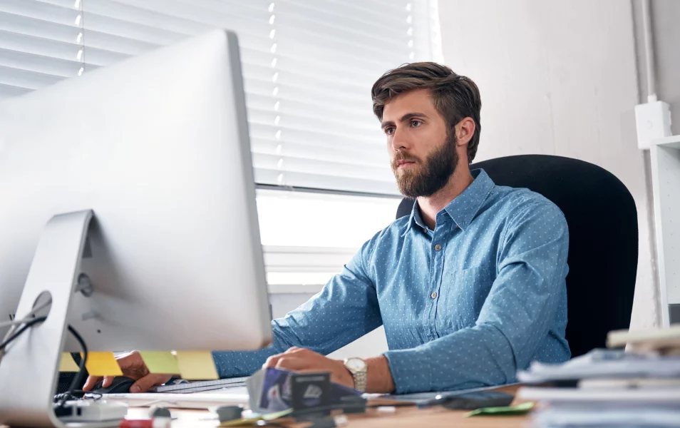 Junior software developer working on his assignment