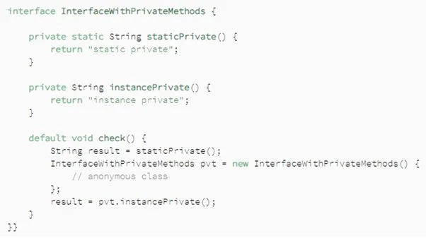 Code für private und statische Methoden in Java 9