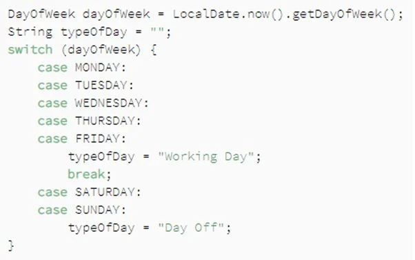 Code – alter Switch-Ausdruck in Java SE 12