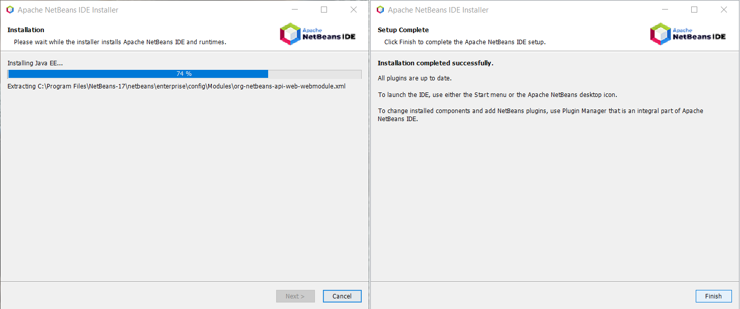 Die Installation wird sehr schnell abgeschlossen sein.
