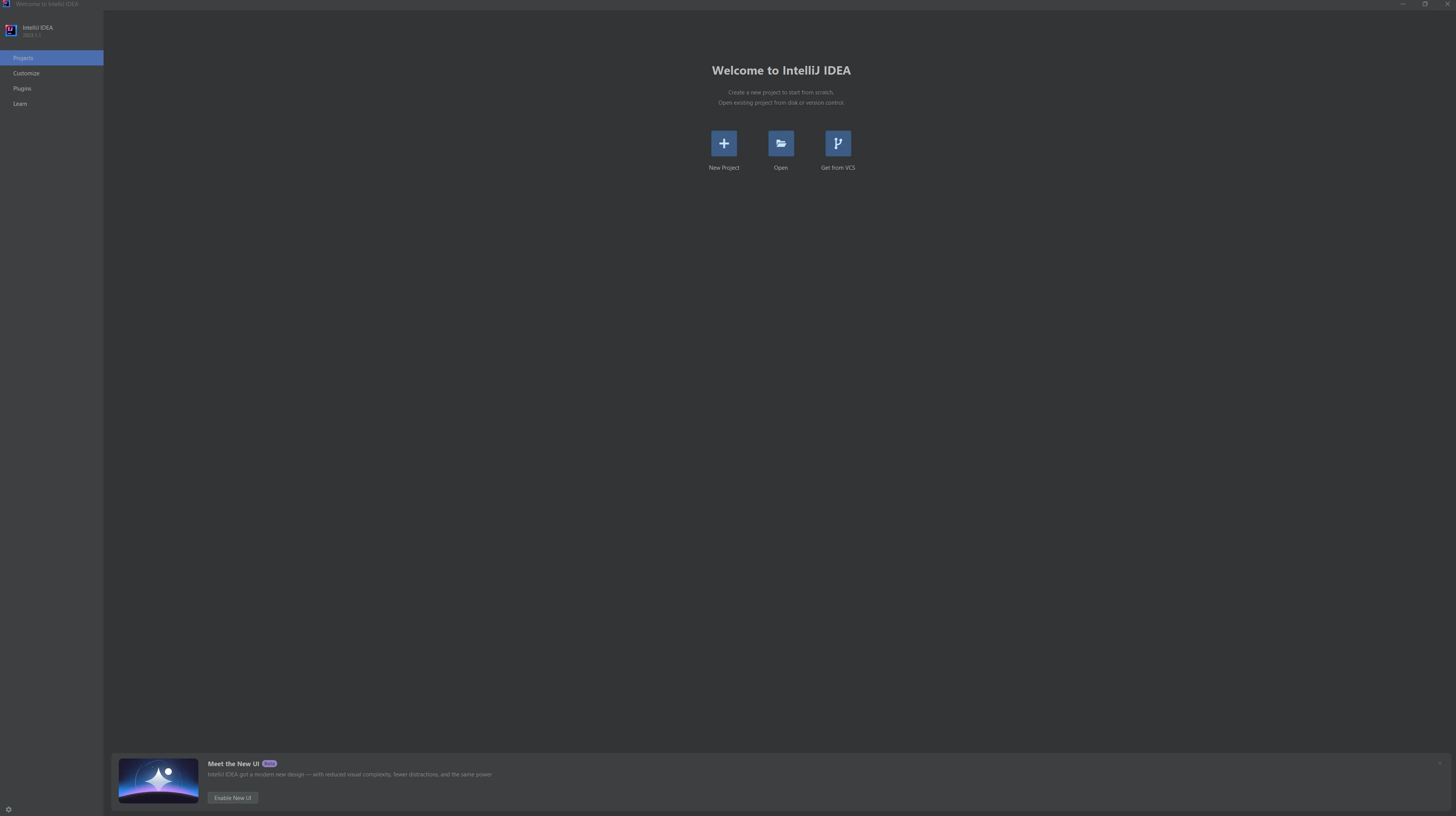 Die Startseite von IntelliJ IDEA.