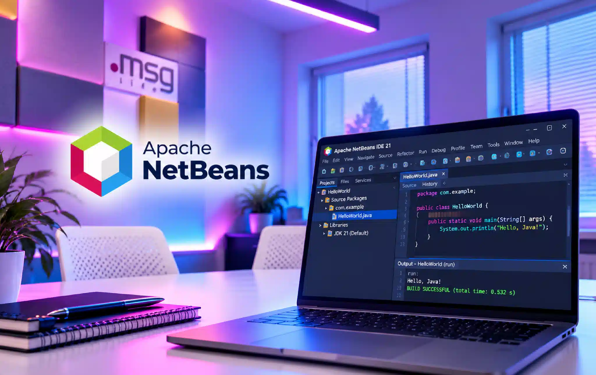 Apache NetBeans IDE s nástrojmi na vývoj Java aplikácií