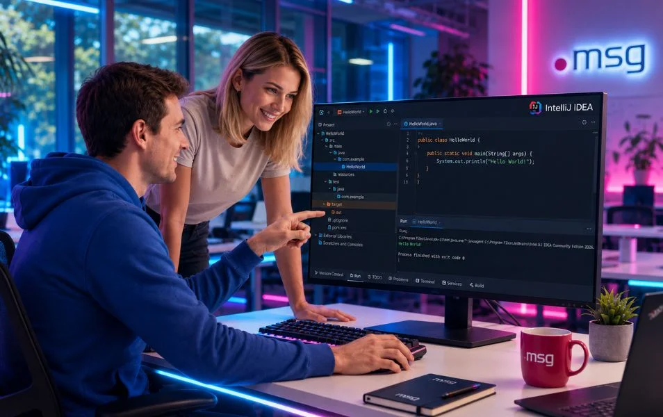 Programátori pracujúci vo vývojovom prostredí IntelliJ IDEA